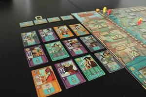 board game setup: character card pool