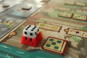 Using dice to bid on characters in a city location
