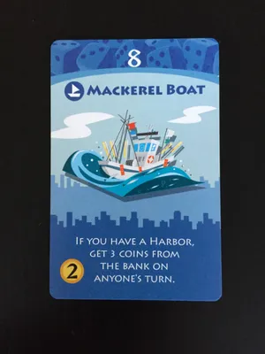 Mackerel boat gives you 3 coins on anyone's turn